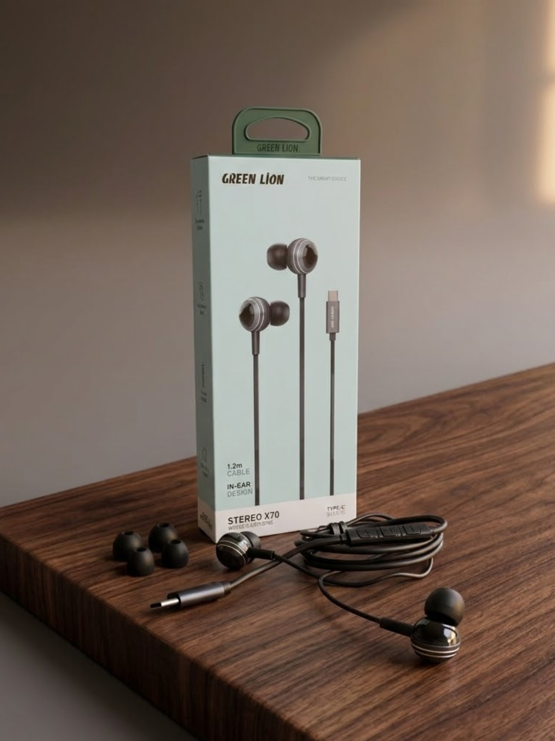 Simli naushniklar Green Lion Stereo X70, Type-C, mikrofon bilan