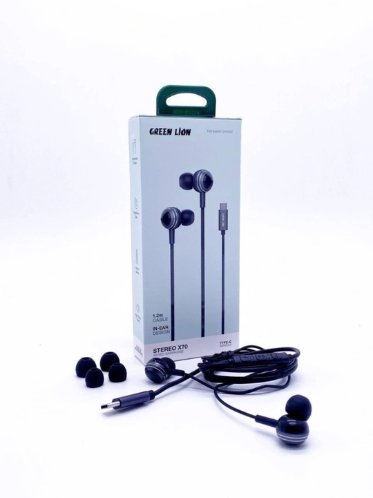 Simli naushniklar Green Lion Stereo X70, Type-C, mikrofon bilan