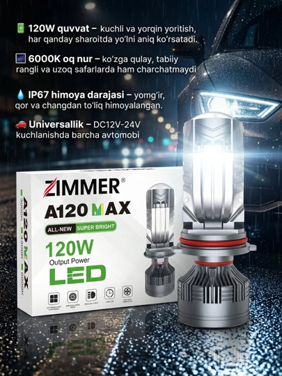 Автомобильная лампа Zimmer BI-LED Z8max, 85 Вт, H4 — 2131232-GRP_SKU_ERSCPL-БЕЛЫЙ