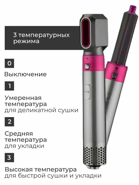 5 в 1 многофункциональный фен-стайлер, с насадками для сушки, завивки и выпрямления