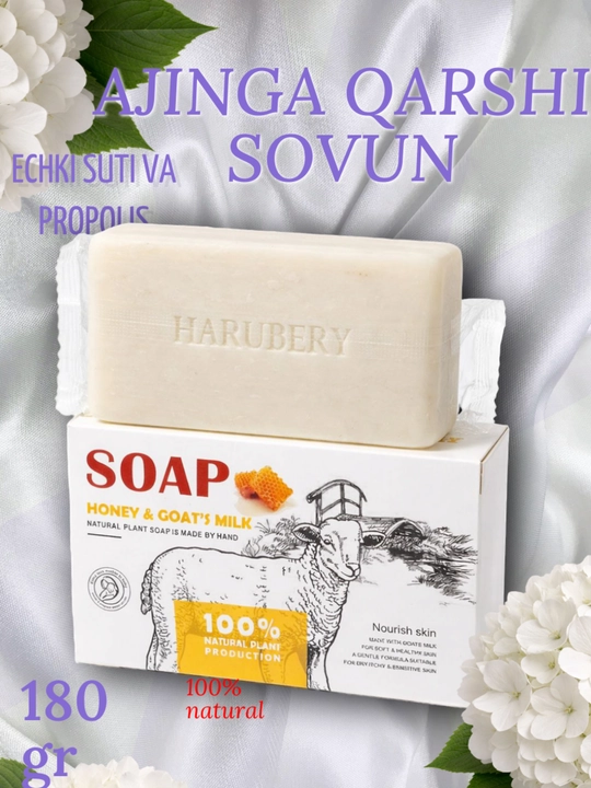 Ajinga qarshi sovun, oqartiruvchi, echki suti va propolis sovuni