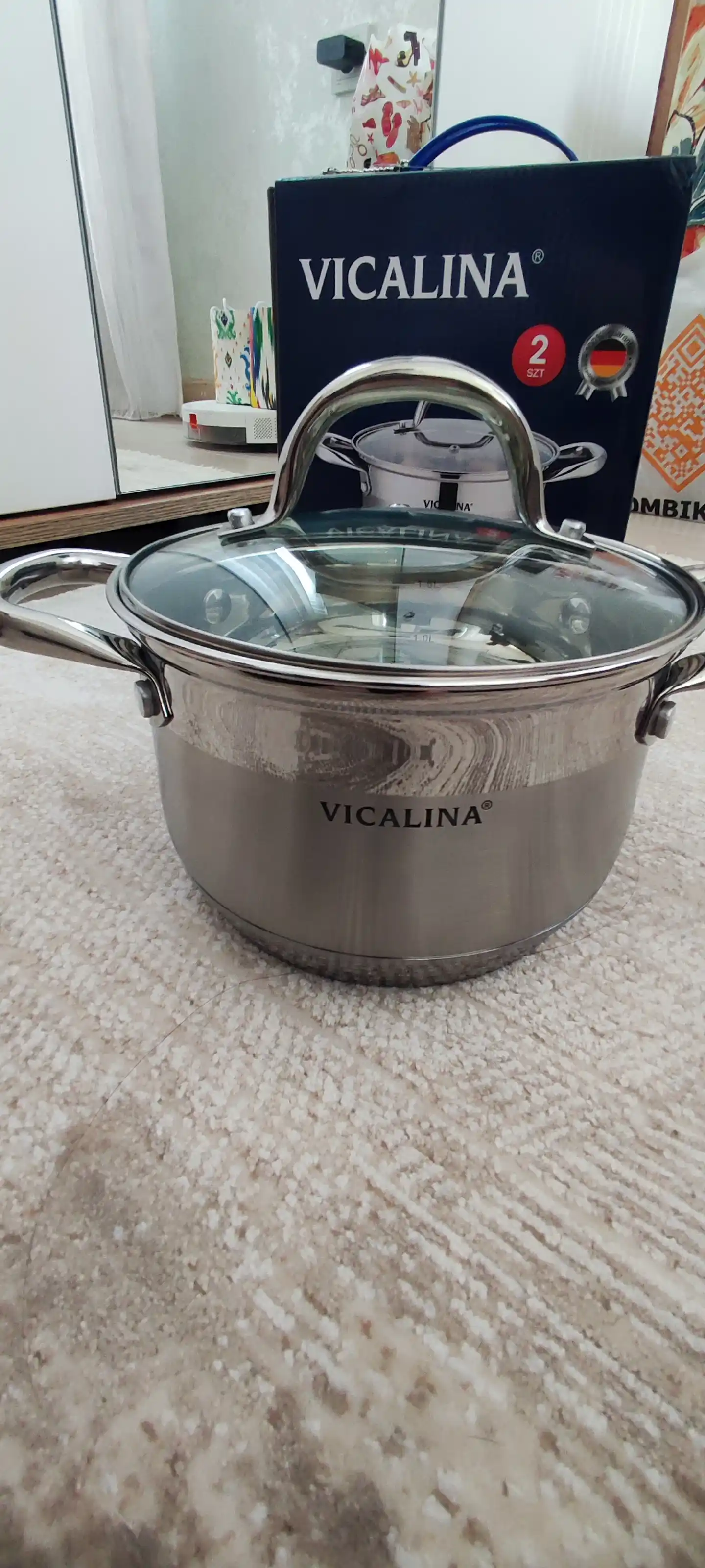 Набор кастрюль из нержавеющей стали VICALINA, стеклянная кастрюля с крышкой