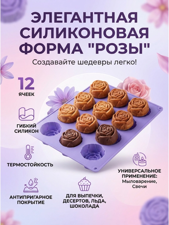 Силиконовая форма для сладостей, мармелада, шоколада, мороженого и льда