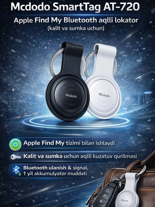 Mcdodo SmartTag AT-720 – kalit, hamyon va sumka uchun aqlli tracker - 