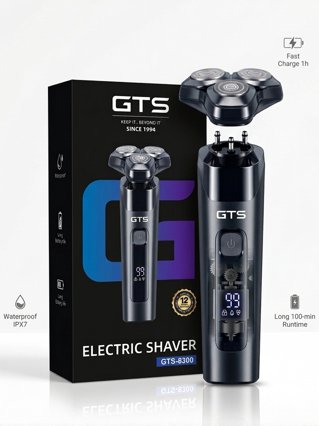 GTS-8300 Professional Elektr Soqol Olish Mashinasi – IPX7 Suvga Chidamlilik