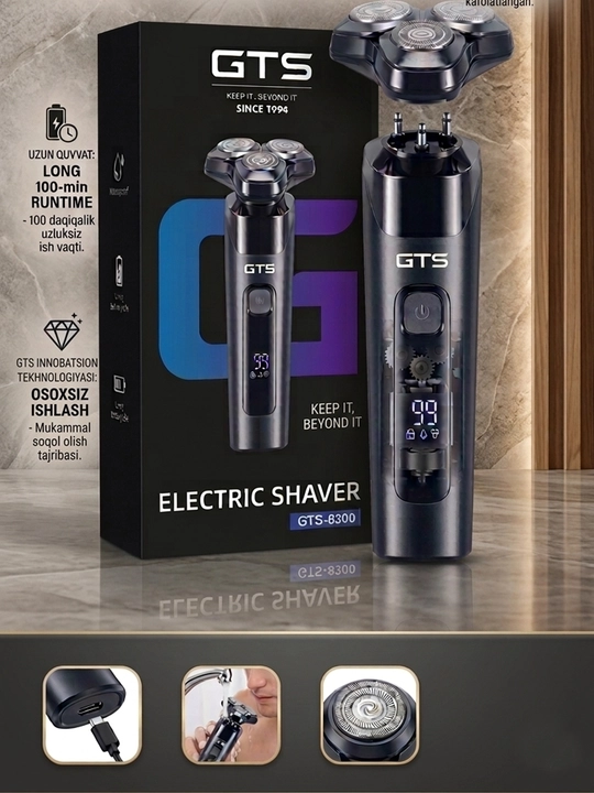 GTS-8300 Professional Elektr Soqol Olish Mashinasi – IPX7 Suvga Chidamlilik
