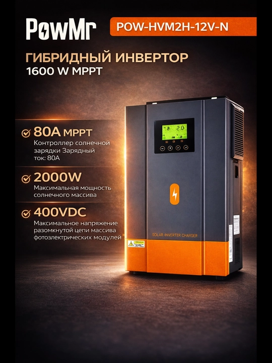 Инвертор гибридный чистый Синус, бесперебойник для дома, дачи и котла, 2-3-6-10 KВт - 