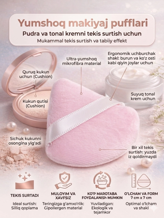 Мягкий косметический спонж для лица, 2 штуки
