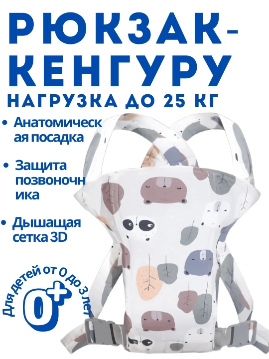 Рюкзак-кенгуру для малышей: эргономичный перенос с поддержкой спины и шеи - 