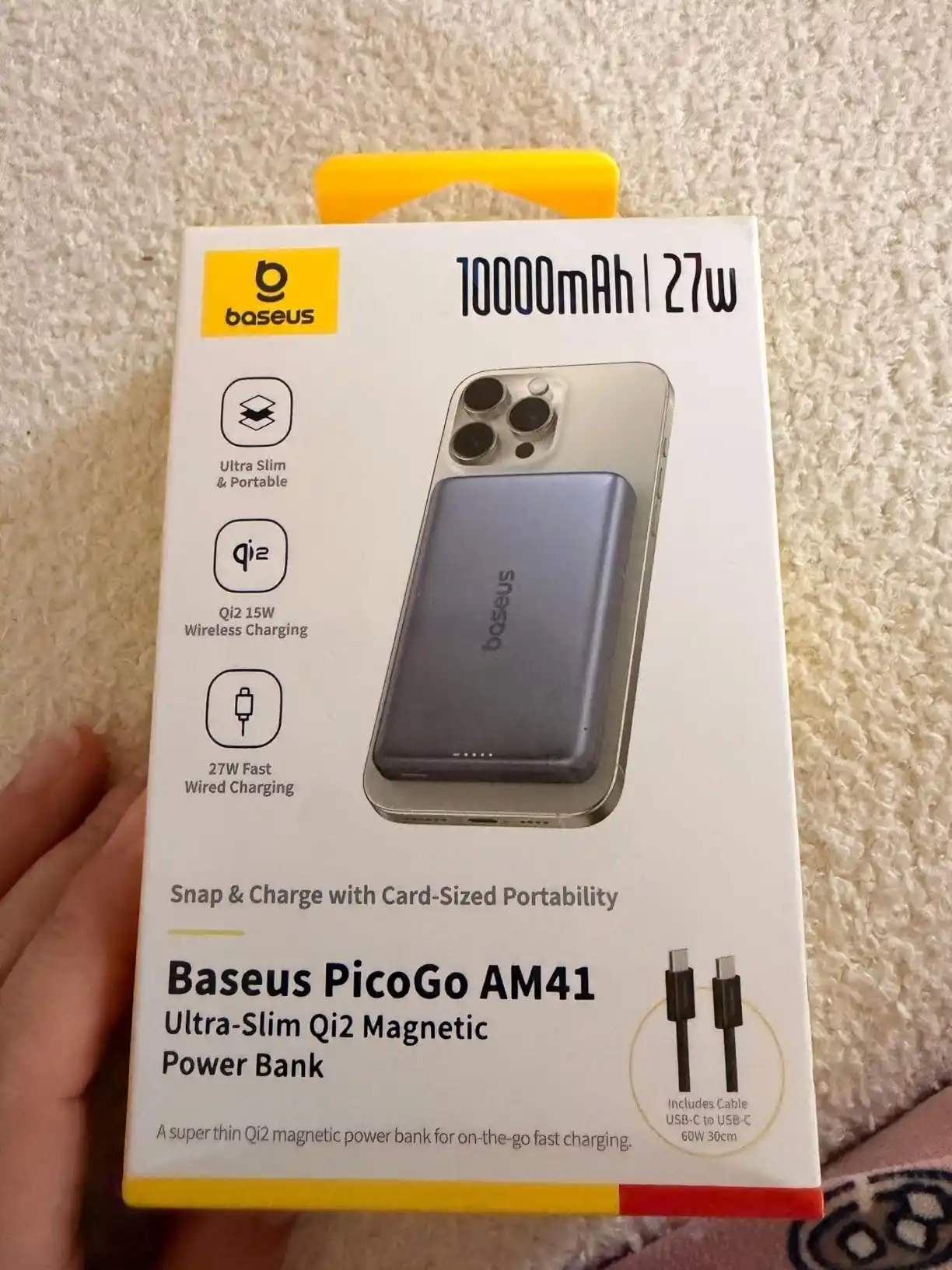 Baseus 10000mah 27w magsafe power bank picogo Am41 simsiz zaryadlash