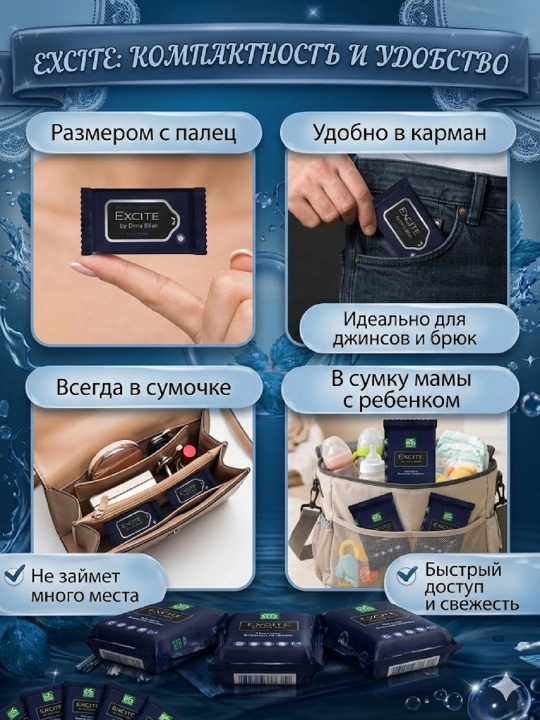 Влажные салфетки, набор 8х8 гигиена, дорожный набор, уход за кожей и натуральная косметика
