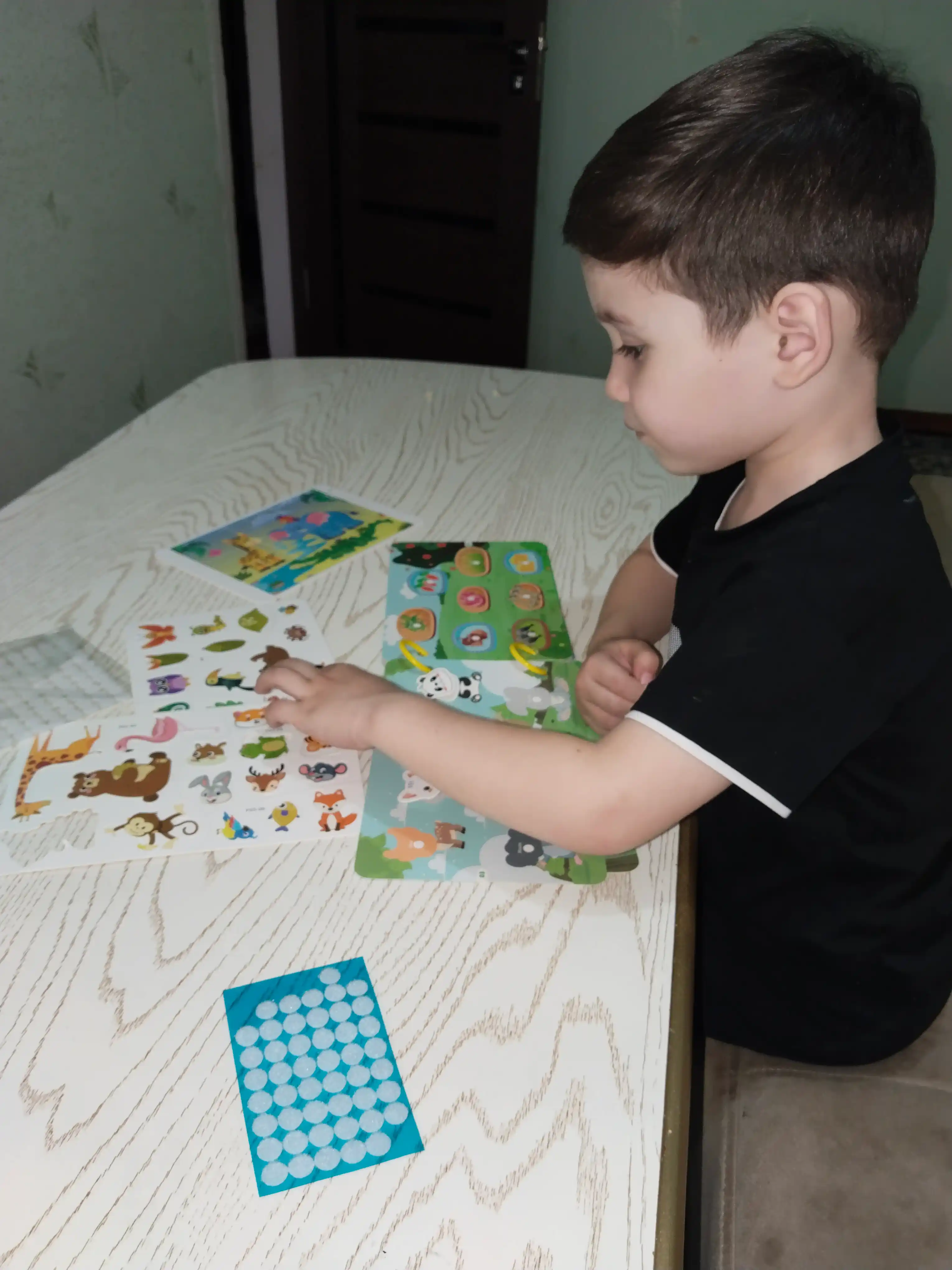Bolalar uchun o'quv kitobi va alifbosi Busybook, lipuchkali Montessori kitobi