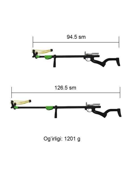 Arbalet rogatka – universal kuchli professionallar uchun, 5 rezinka va lazer bilan