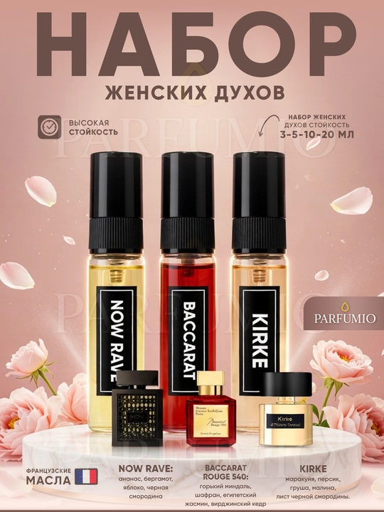 Ayollar atiri, Baccarat, Now Rave, Kirke, 1 ml, 3 ml, 5 ml, 10 ml, 20 ml - 