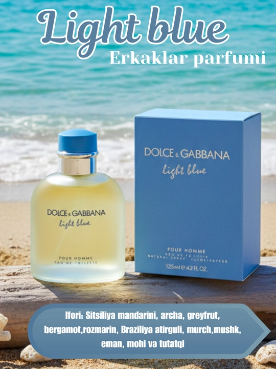Erkaklar parfumi Light Blue Pour Homme 125 ml yangi sitrus aromat erkaklar uchun - 