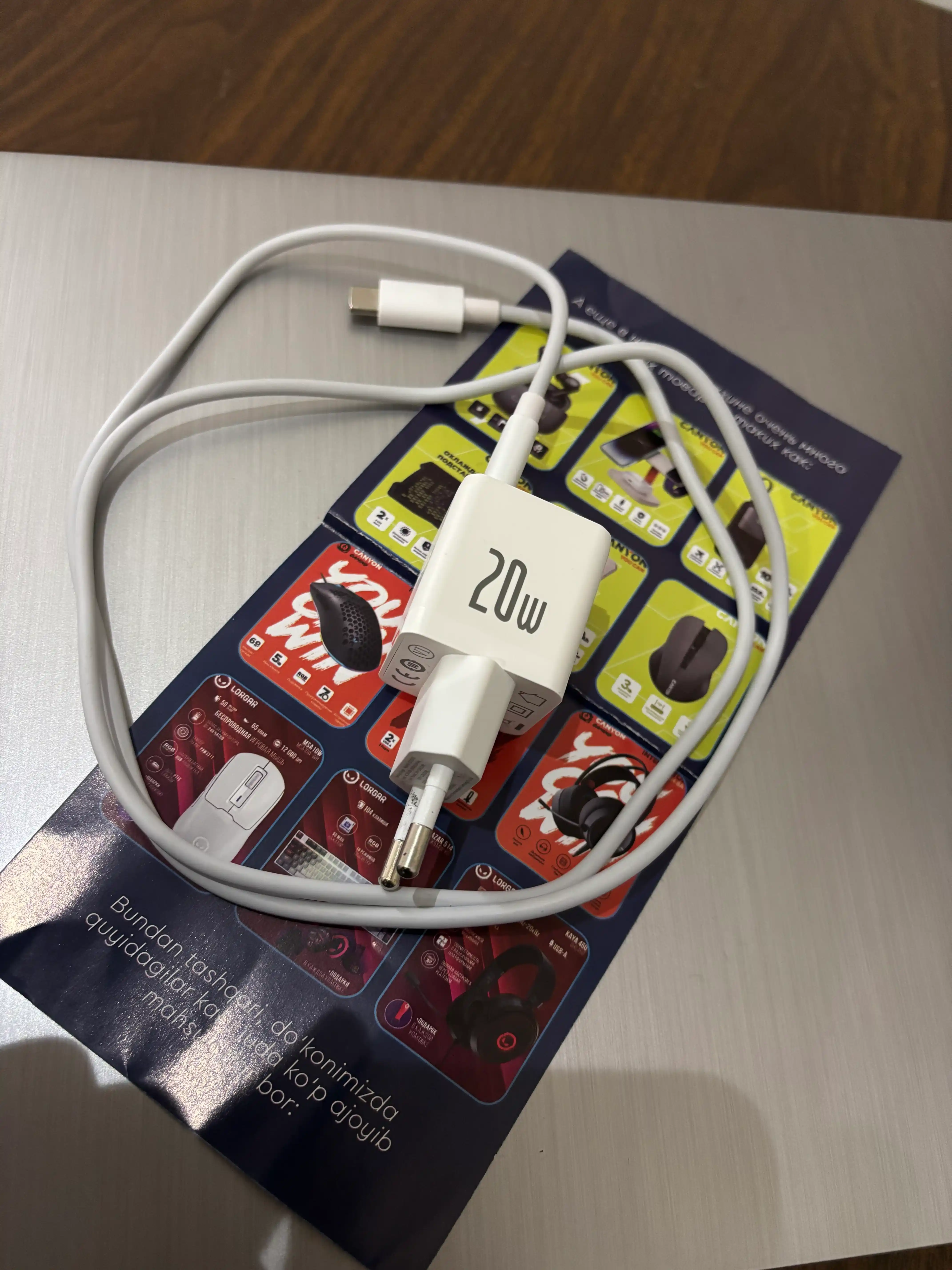 Universal zaryadlash qurilmasi Baseus Palm Fast Charger 1C, 20 Vt zaryadchik, kabel bilan