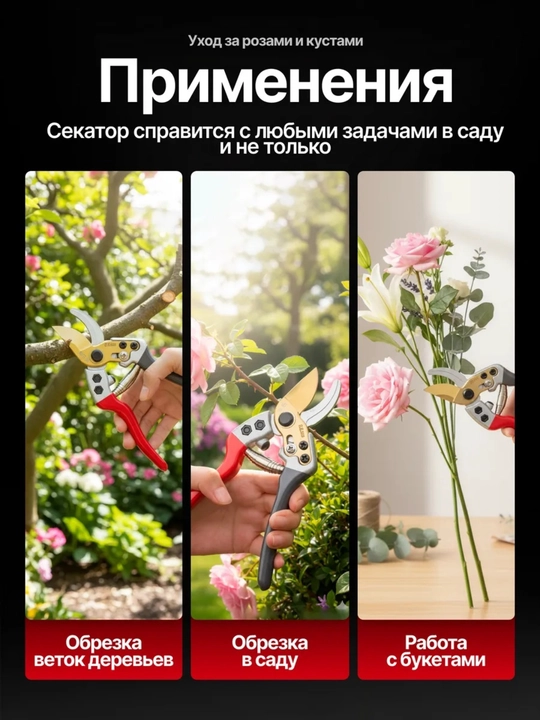 Секатор профессиональный, садовый секатор, ножницы садовые для кустов, цветов и деревьев