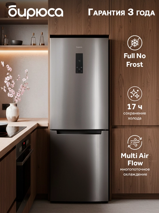 Двухкамерный холодильник Бирюса I920NF, 310 л объём, Full No Frost с дисплеем на двери - 