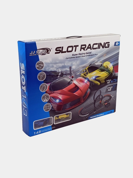 Poyga treki Slot Racing 1:43, ilmaklar, 2 mashina, 555 sm