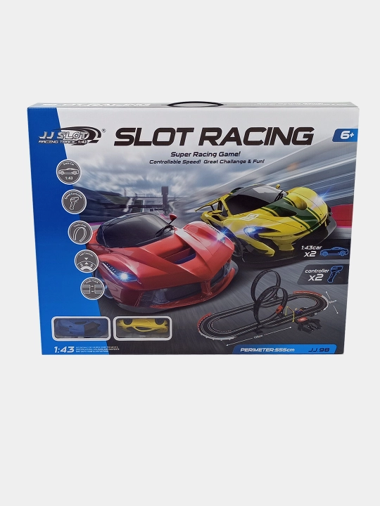 Poyga treki Slot Racing 1:43, ilmaklar, 2 mashina, 555 sm