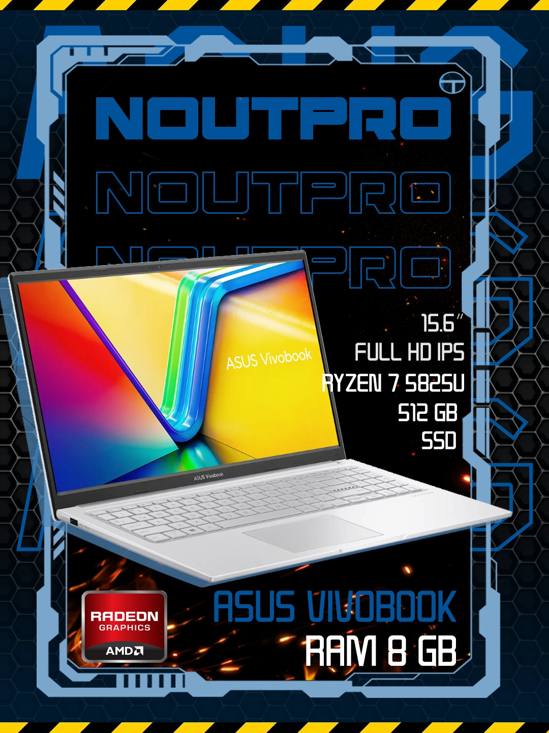 Ноутбук ASUS VivoBook, AMD Ryzen 7 5825U, RAM 8 GB , SSD 512 GB, 15.6″ Full HD IPS  за 5999990 сум со скидкой 60%. Uzum Market