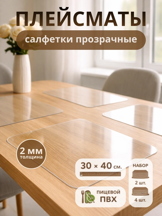 Сервировочные салфетки плейсматы / термостойкие / прямоугольные - 