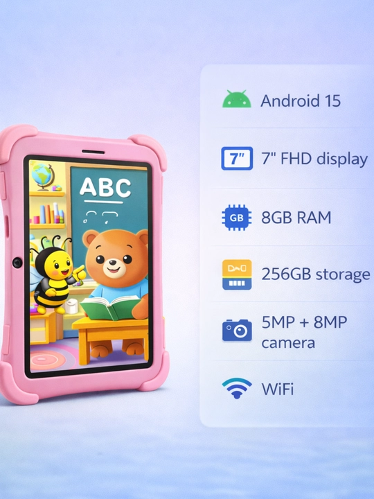 Детский планшет Jiaenova J13 – 7" FHD, 8GB RAM, 256GB память, Android 15, WiFi
