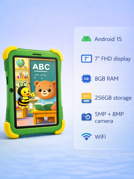 Детский планшет Jiaenova J13 – 7" FHD, 8GB RAM, 256GB память, Android 15, WiFi