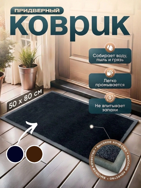 Коврик придверный, грязезащитный, резиновая основа ПВХ - 
