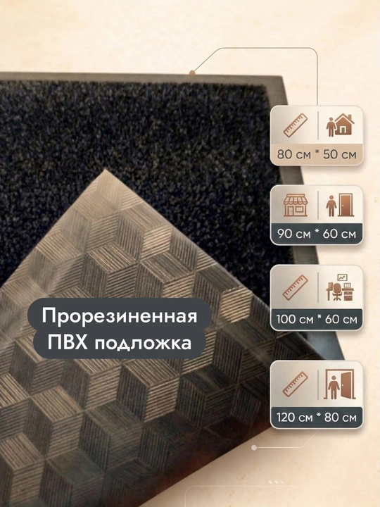 Kiraverish uchun gilam, tuproqdan saqlovchi, rezina asosda PВX