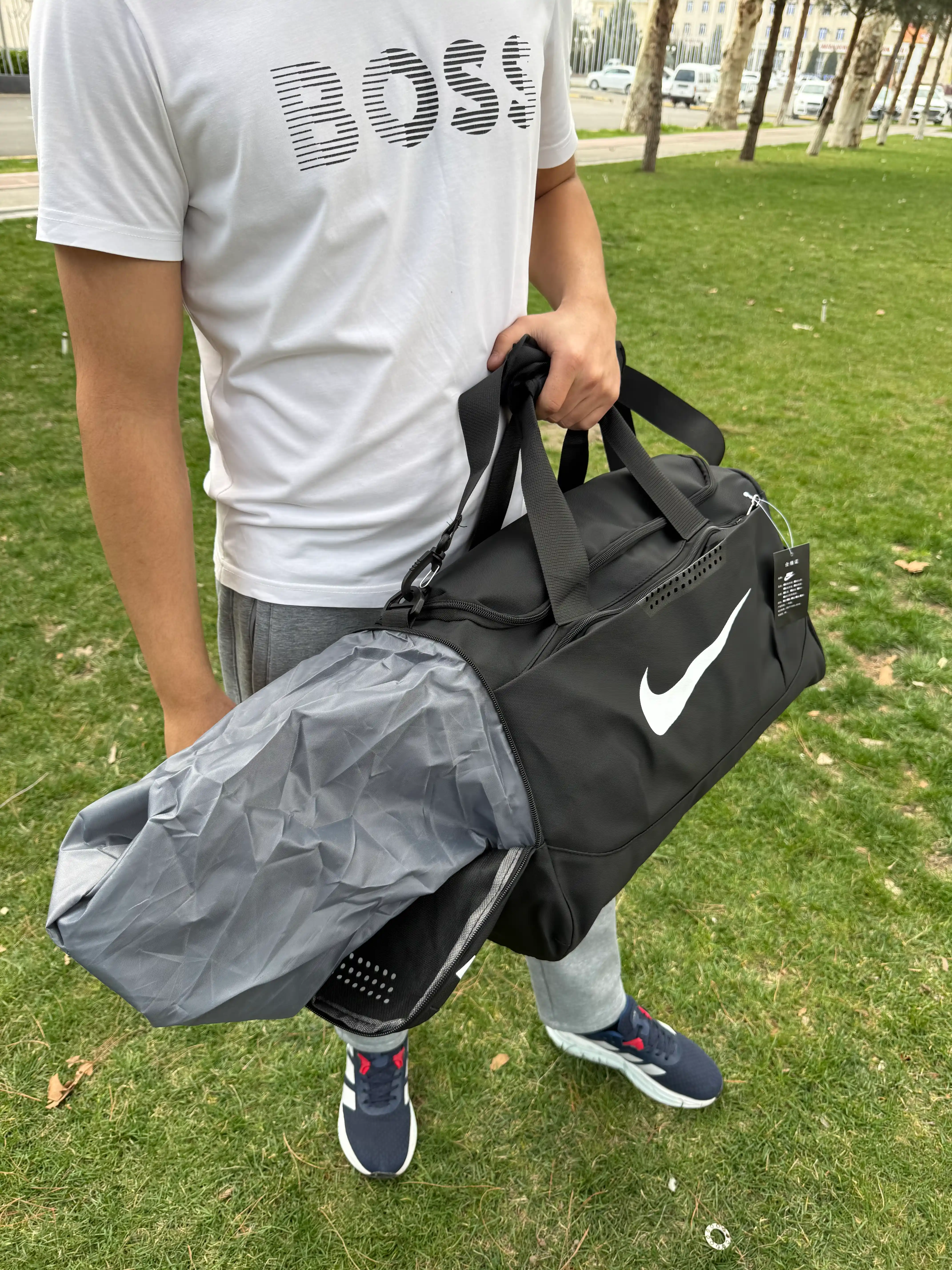 Sport sumkasi, erkaklar, ayollar, fitnes va mashg‘ulotlar uchun, poyabzal bo‘limi bilan