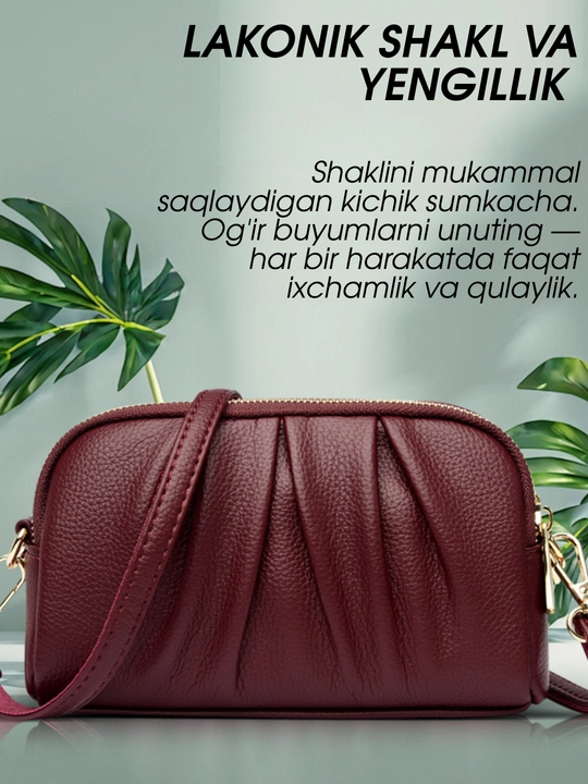 Ayollar sumkasi FELICIA, krossbodi, klatch, 2 ta tasma, tabiiy charm (spilok)