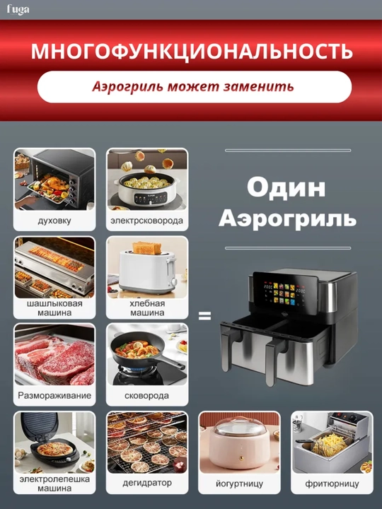 Аэрогриль электрический UAKEEN (линейка моделей 10л, 12л, 14л)