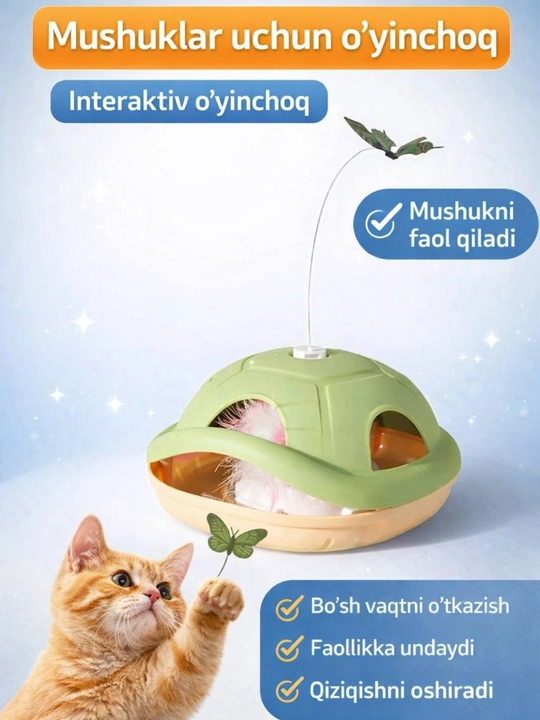 Interaktiv aqilli mushuklar uchun o'yinchoq, batareyka va zaryadli