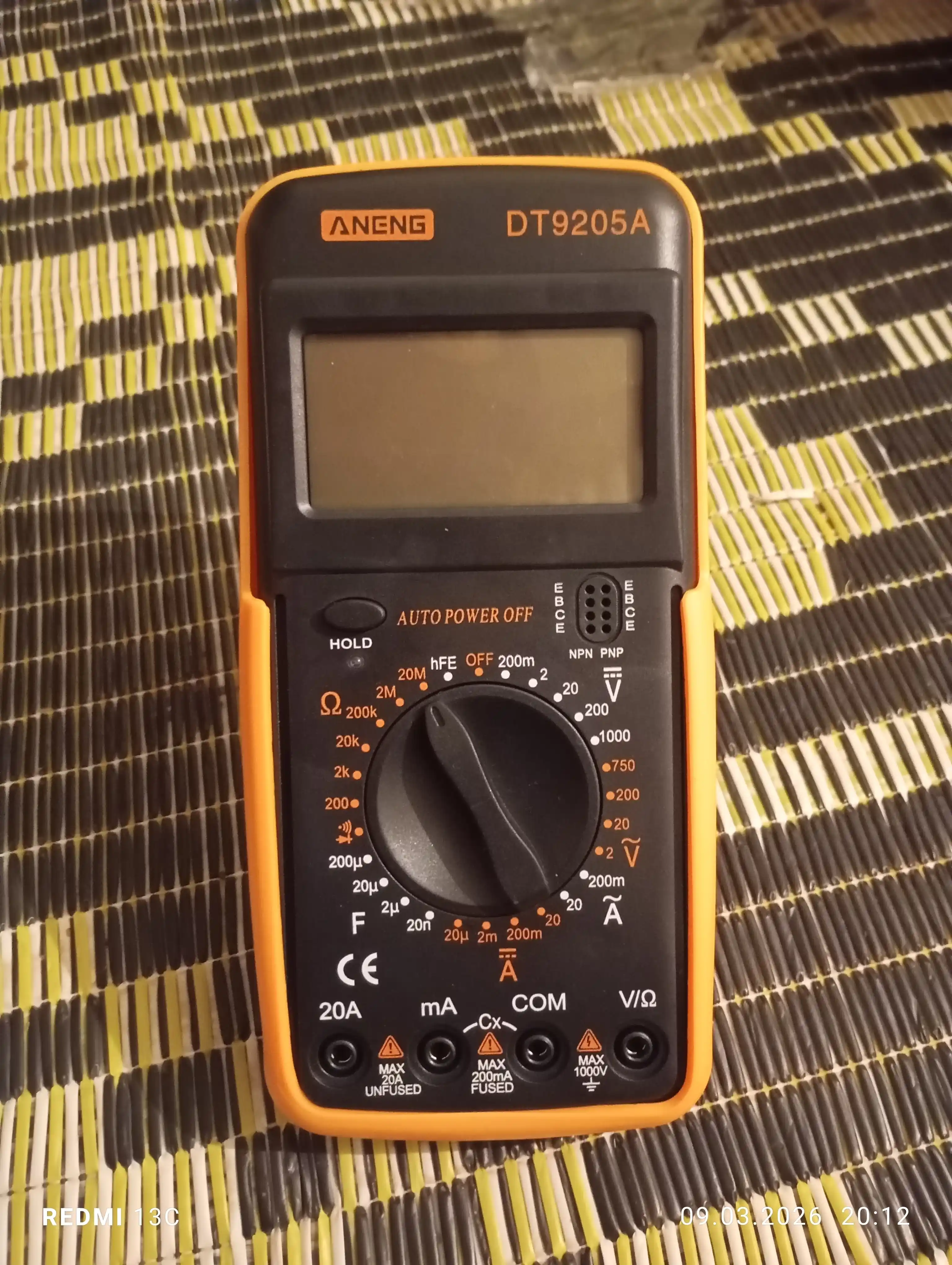 Multimetr DT-9205A ko'p funktsiyali raqamli multimetri, professional tester, LCD displey