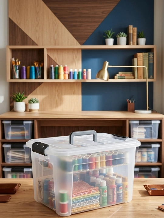 66 litrli plastik konteyner uy buyumlarini tartibli va qulay saqlash uchun ideal - 
