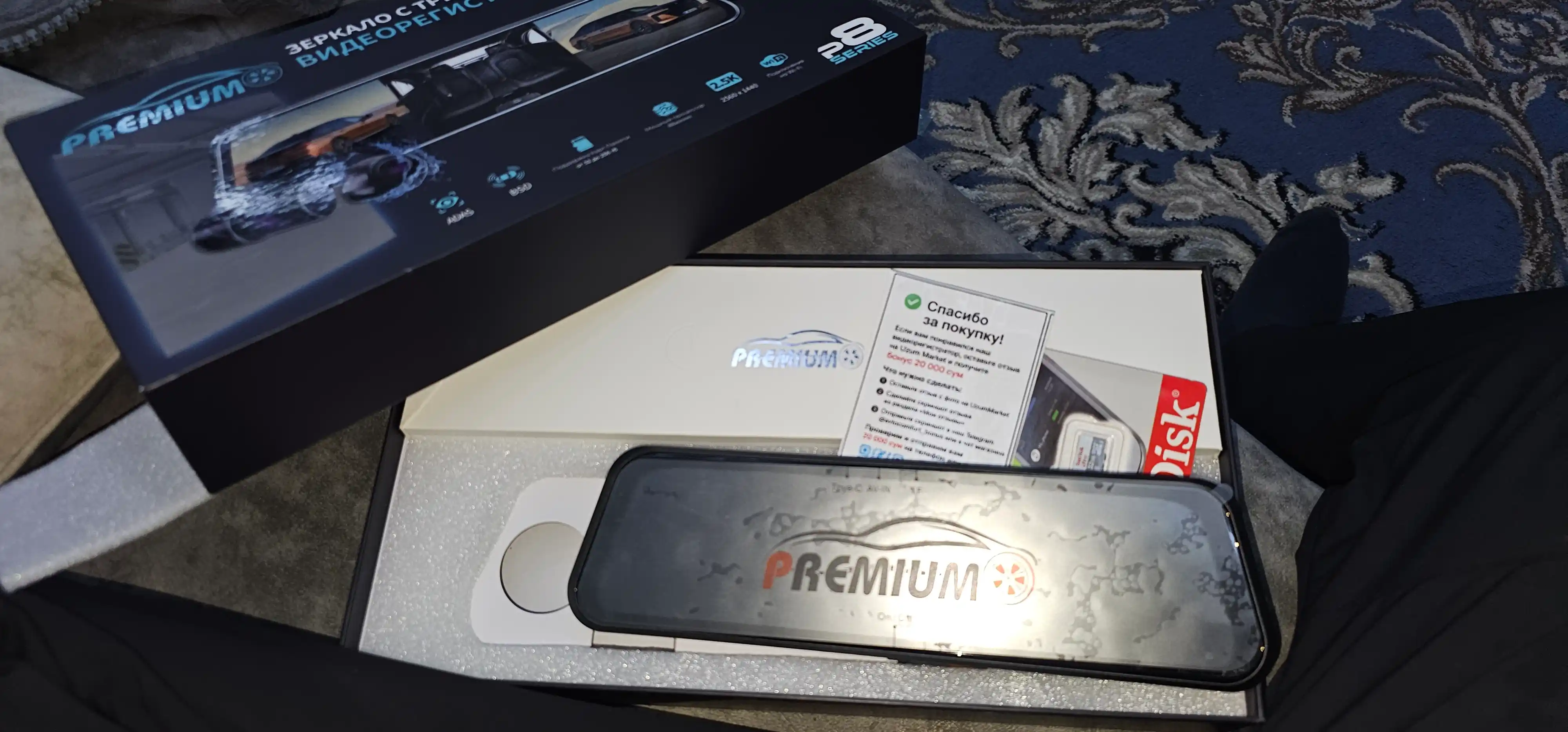 Videoregistrator-oyna PREMIUM-P8 Series (3 kamera, 2.5K,Wi-Fi), Tungi rejim + 32Gb fleshka