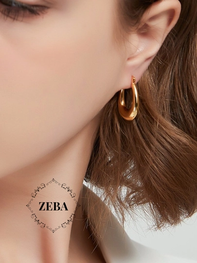 Cерьги кольца, круглые, конго золотого и серебрянного цветов — ZEBA-HOOPEAR-МЕДН