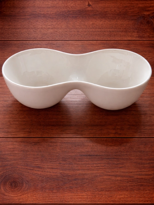 Ikki bo‘limli sous idishi souslar, diplar  15 × 8 sm o‘lchami va 4 sm - 