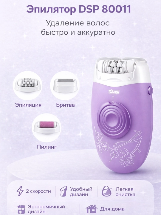 DSP Skinspa Pro ayollar epilyatori va yuz trimmeri, 3 tasi 1 da - 
