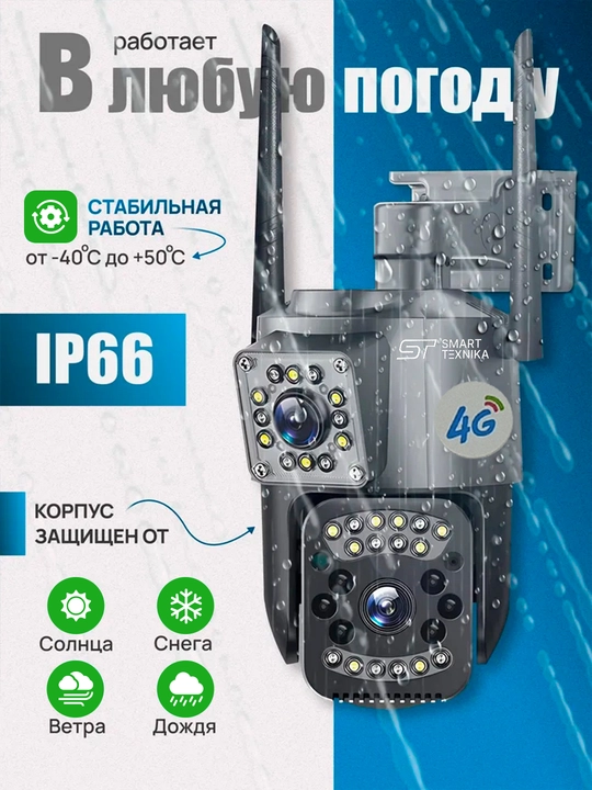 Juft linzali va harakat sensoriga ega Wi-Fi video kuzatuv kamerasi