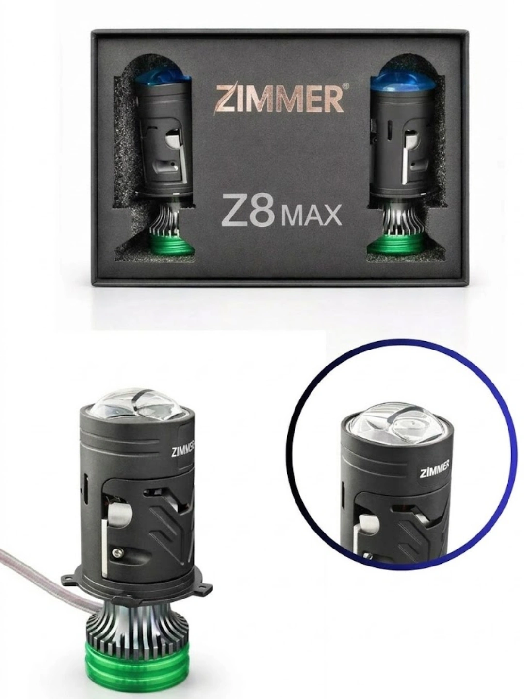 Светодиодные Bi-LED линзованные лампы для авто Zimmer Z8 Max, H4