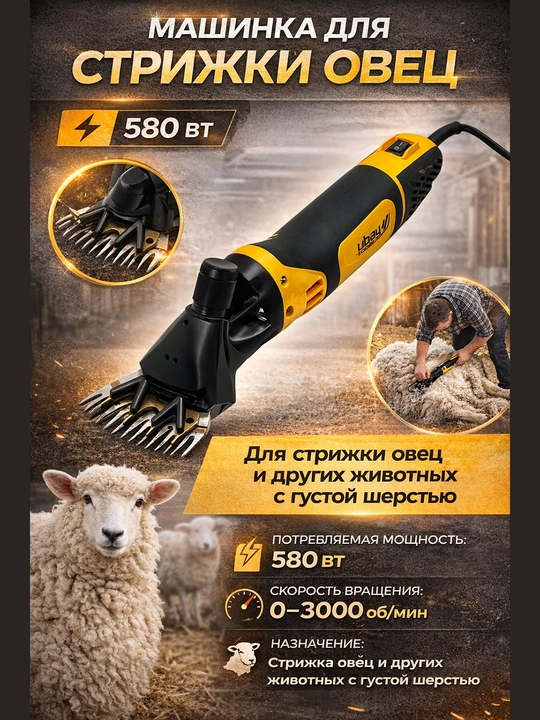 Машинка для стрижки овец Ubay Tools UB-1400: 580 Вт, 3000 об/мин и полный комплект