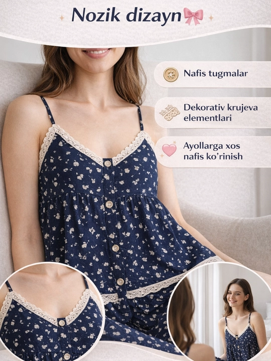 Pijama ayollar uchun, 3 tasi 1 da,ayollar pijamasi, 42 dan 52 gacha