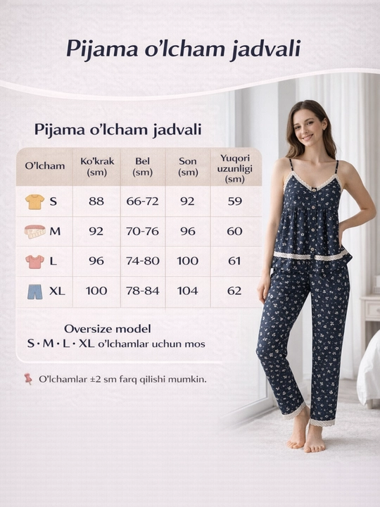 Pijama ayollar uchun, 3 tasi 1 da,ayollar pijamasi, 42 dan 52 gacha