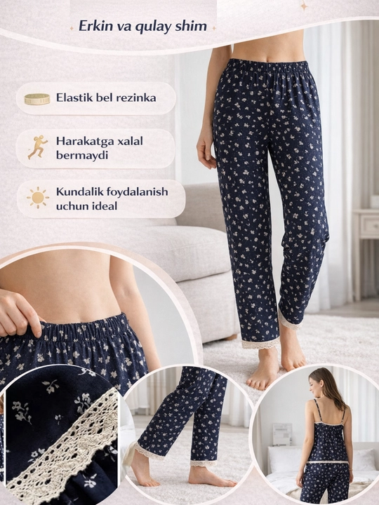 Pijama ayollar uchun, 3 tasi 1 da,ayollar pijamasi, 42 dan 52 gacha