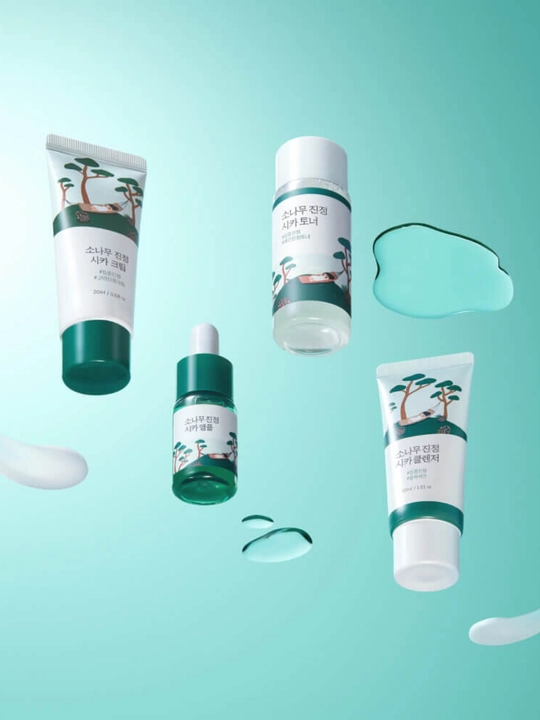 Round Lab Pine Calming Cica Travel Mini Skincare Kit — qarag‘ayli mini parvarish to‘plami