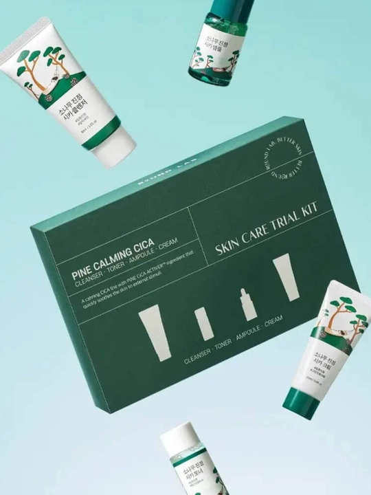 Round Lab Pine Calming Cica Travel Mini Skincare Kit — qarag‘ayli mini parvarish to‘plami