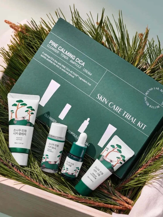 Round Lab Pine Calming Cica Travel Mini Skincare Kit — qarag‘ayli mini parvarish to‘plami