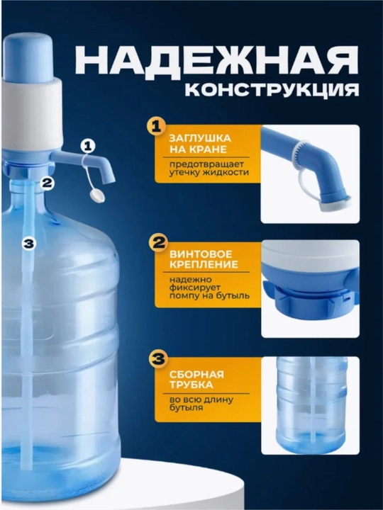 Помпа для воды, водяной насос совместим с бутылями на 5, 10, 18 и 9 литров